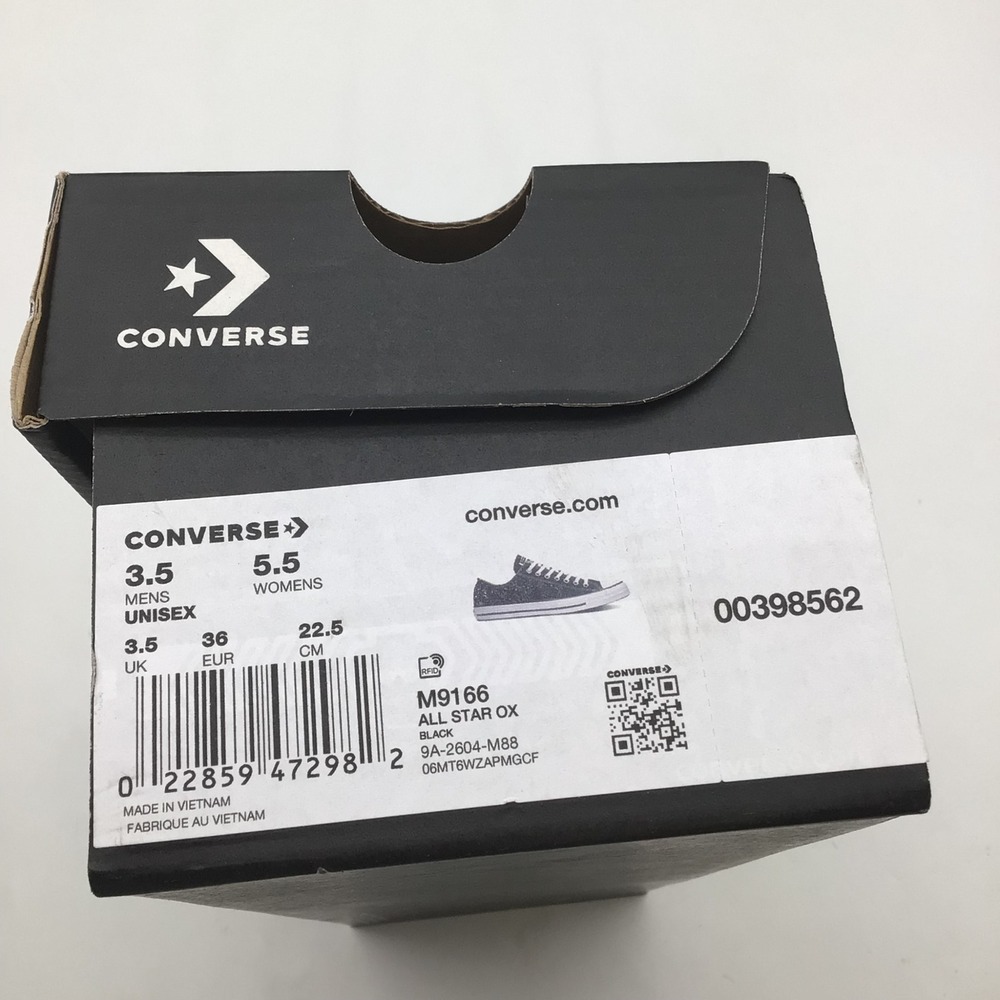 Converse All Star Ox Black White Low Top Sneakers M9166 Mens Size 3.5 NEW - Picture 7 of 7
